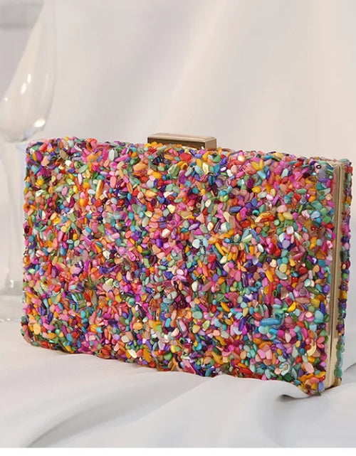 Load image into Gallery viewer, Luxury Colorful Stone Evening Bag – Designer Wedding &amp; Party Crossbody with Chain Wallet
