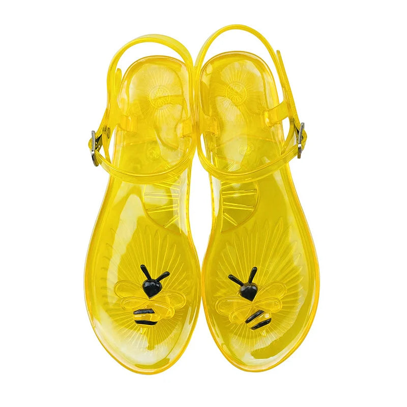 Women Fruit Jelly Sandals PVC Flat Flip-flop Sandal Ladies Summer Outdoor Fashion Non-slip Buckle Strap Beach Shoes Slides