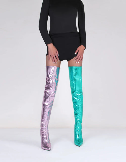 Load image into Gallery viewer, Metallic Seduction: 11CM Stiletto Over-the-Knee Boots for Bold Style
