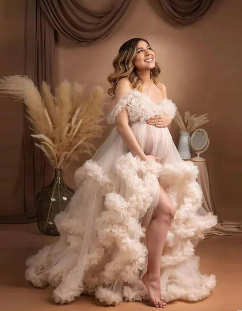 Load image into Gallery viewer, Puffy Ruffles Tulle Maternity Dress for Photoshoots &amp; Baby Showers
