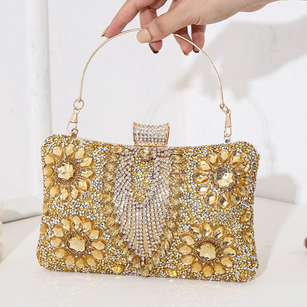 Luxury Rhinestone Glitter Evening Bag – Vintage Tassel Clutch for Weddings & Dinners