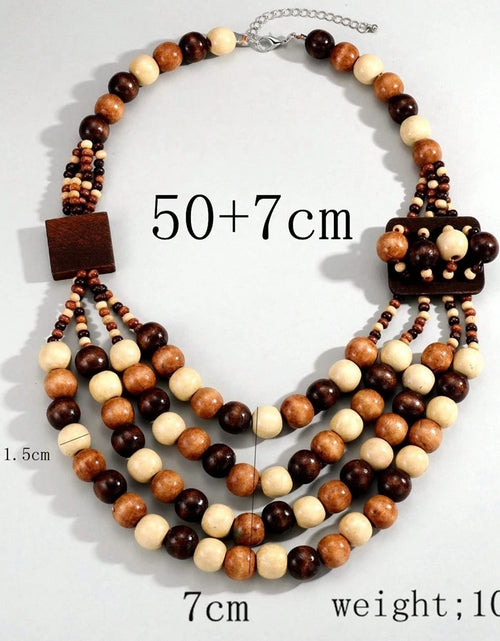 Load image into Gallery viewer, African Ethnic Jewelry Handmade Wooden Bead Beaded Statement Necklace For Women Party Accessories
