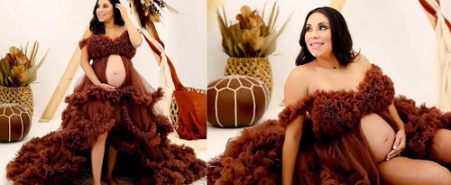 Load image into Gallery viewer, Puffy Ruffles Tulle Maternity Dress for Photoshoots &amp; Baby Showers
