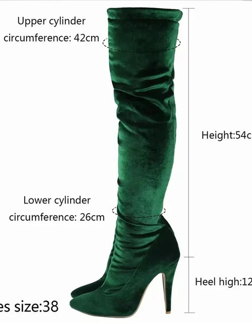 Load image into Gallery viewer, Velvet Elegance: Over-the-Knee Heeled Boots for Sophisticated Glamour
