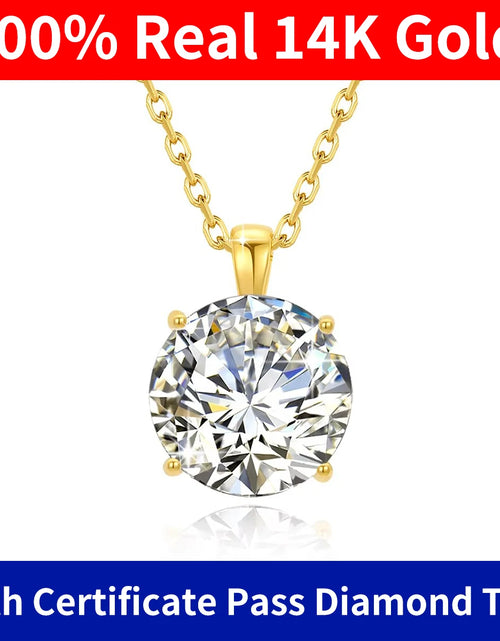 Load image into Gallery viewer, 14K Gold Moissanite Necklace – 1.0ct D Color Certified Luxury Pendant for Women
