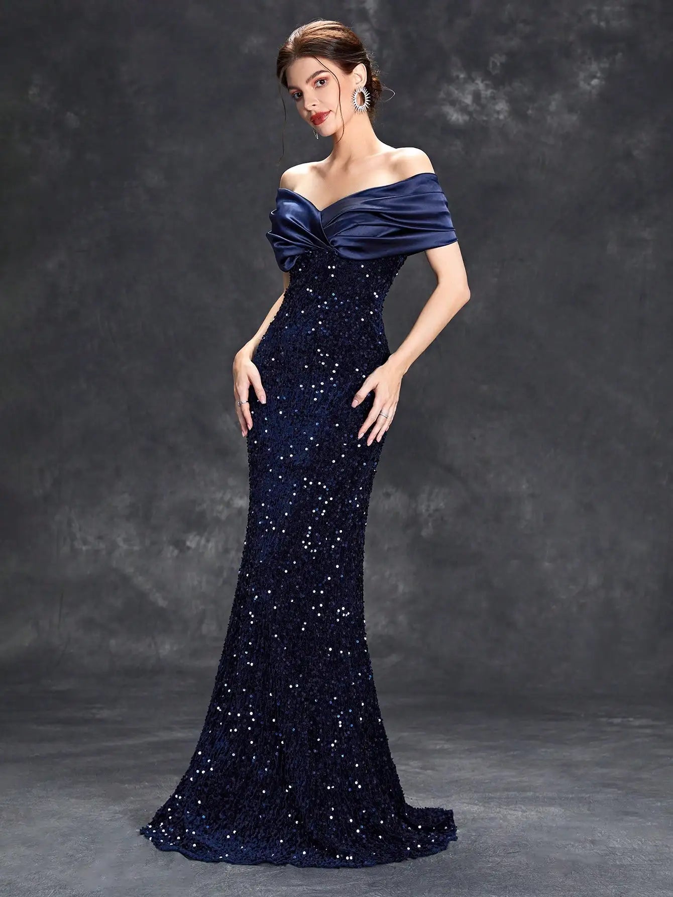 Elegant Velvet Sequin Fishtail Evening Gown – Perfect for Every Occasion