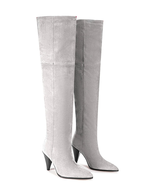 Load image into Gallery viewer, European and American Style Suede Tapered and Comfortable Sleeve Straight Over Knee Long Boots for Women&#39;s Fashion Runway Boots
