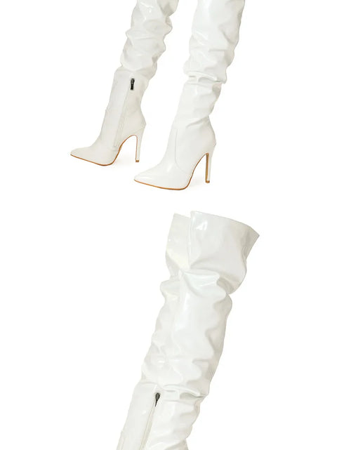 Load image into Gallery viewer, Command Attention: High-Heeled Patent Leather Thigh-High Boots
