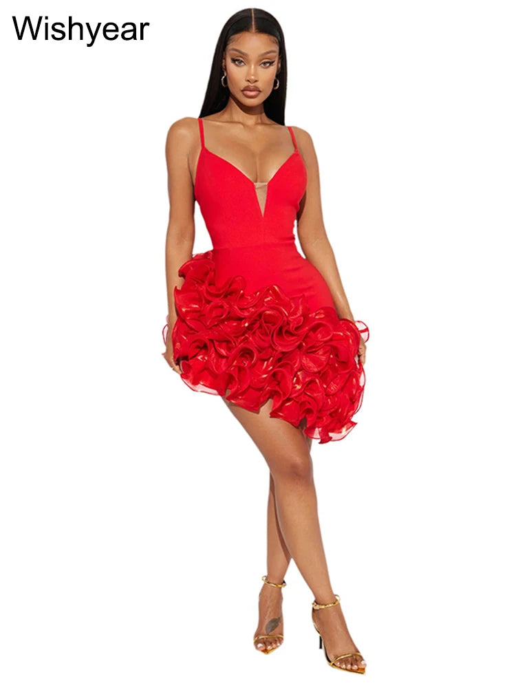 Elegant Ruffle Strap Mini Dress – Sexy and Sophisticated for Special Evenings