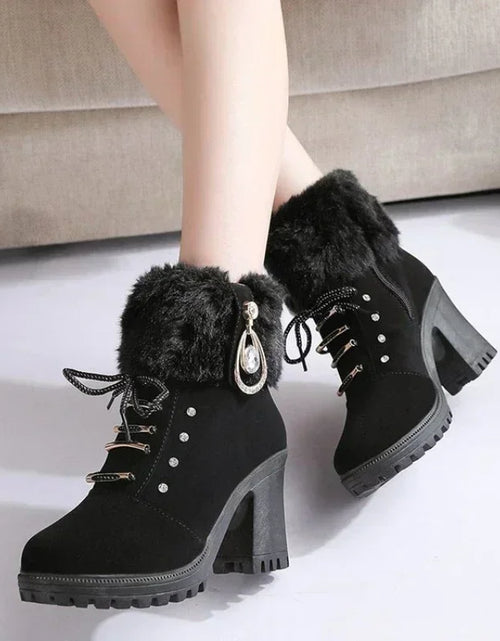 Load image into Gallery viewer, Elegant Suede High-Heel Platform Ankle Boots – Winter Must-Have
