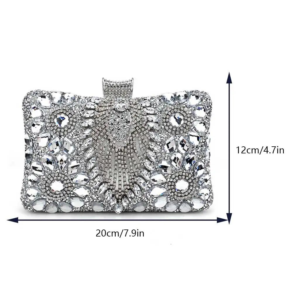 Luxury Rhinestone Glitter Evening Bag – Vintage Tassel Clutch for Weddings & Dinners