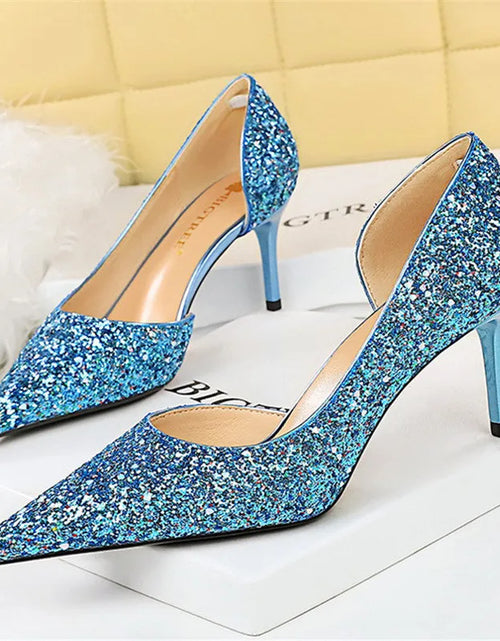 Load image into Gallery viewer, Elegant Sparkly Sequin Stiletto Pumps – Perfect Party Heels
