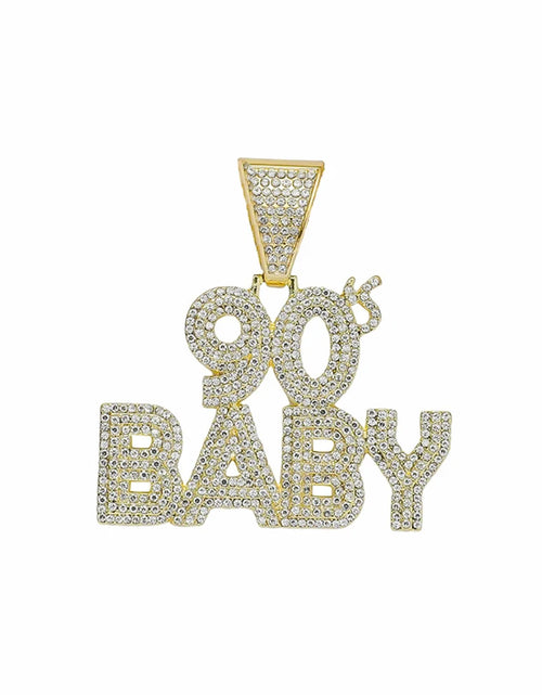 Load image into Gallery viewer, 90’s Baby Bling: Rhinestone Letter Pendant with Miami Link Chain
