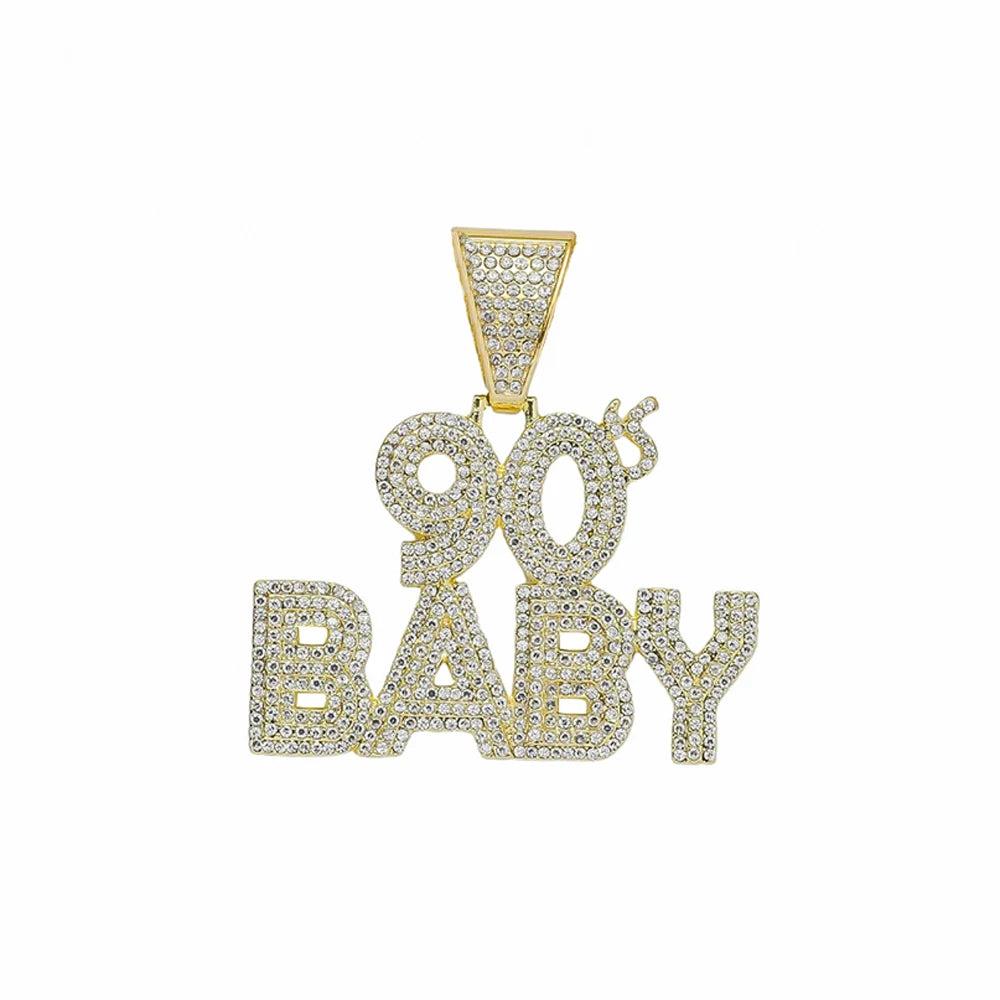 90’s Baby Bling: Rhinestone Letter Pendant with Miami Link Chain