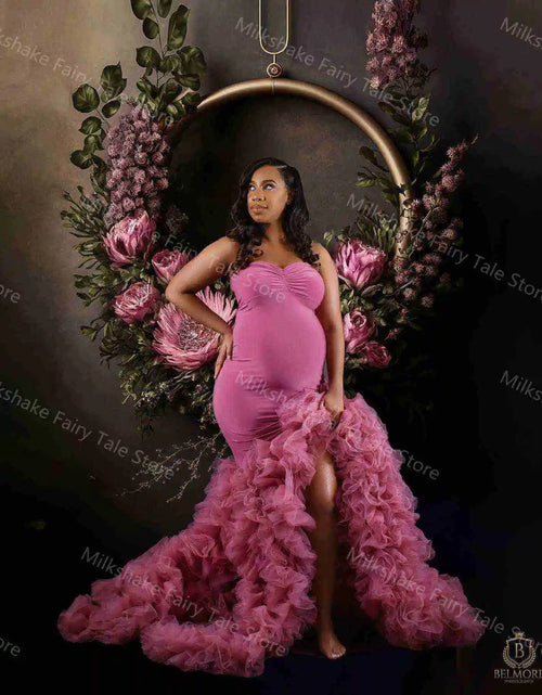 Load image into Gallery viewer, Ethereal Elegance: Mermaid Maternity Robe with Tiered Ruffles and Tulle
