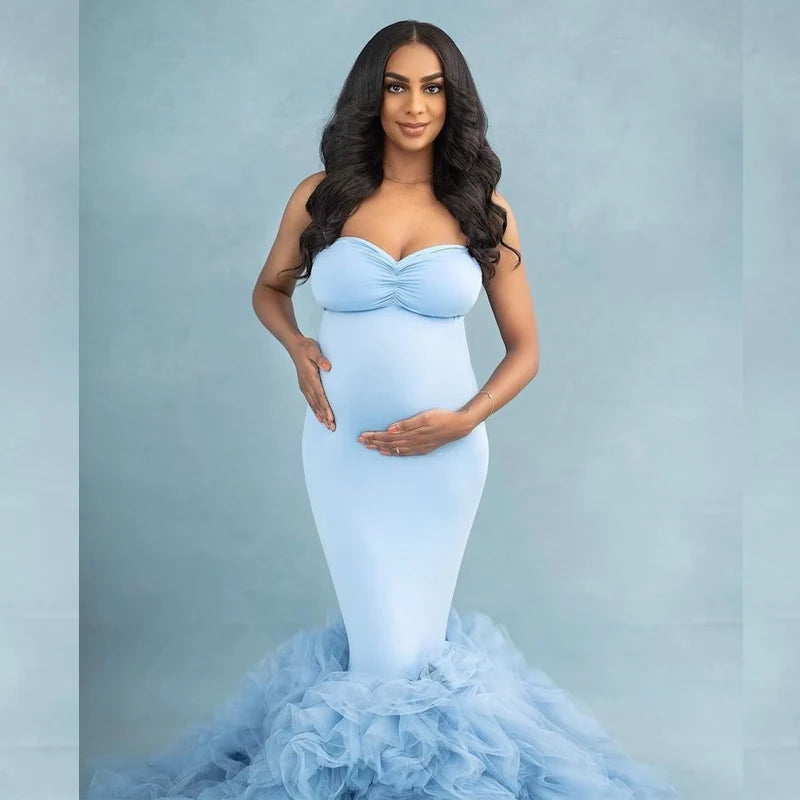 New Maternity Ruffles bottom Dress for photoshoot  Long Maternity Ruffle dresses