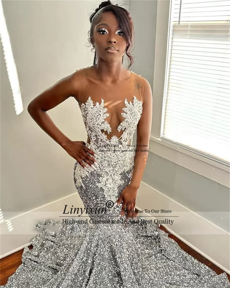 Sparkling Majesty: Custom Glitter Crystal Prom and Evening Gown