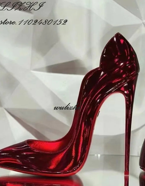 Load image into Gallery viewer, Red Shiny Mirror Heels: The Ultimate Statement for Bold Elegance
