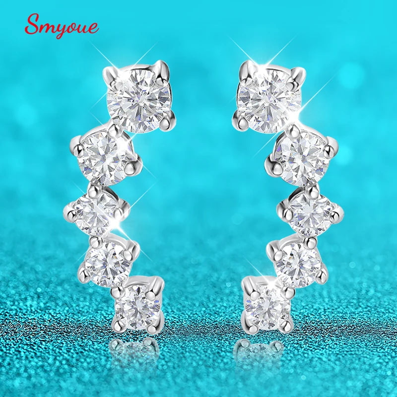 Smyoue 1.16cttw Gradient Moissanite Stud Earrings – Sparkling Party Jewelry in 925 Sterling Silver for Women