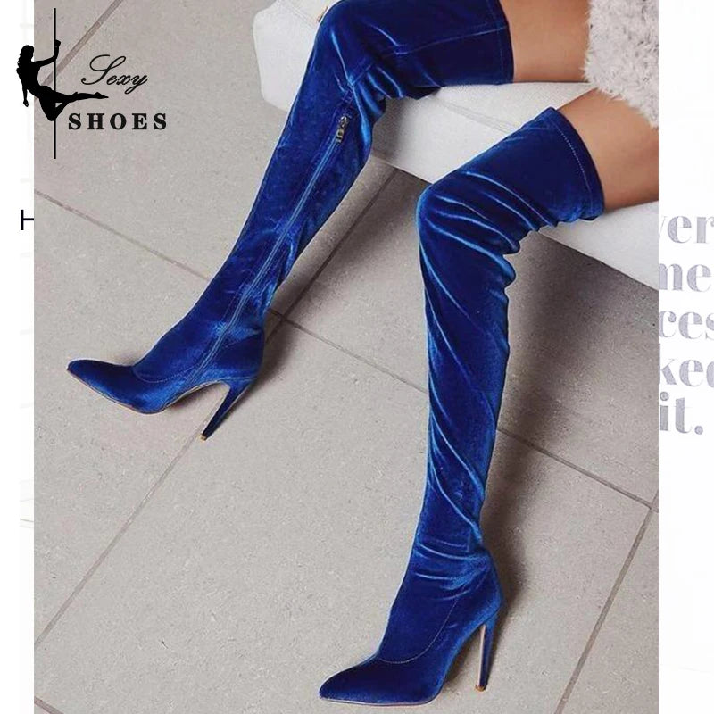 Velvet Elegance: Over-the-Knee Heeled Boots for Sophisticated Glamour