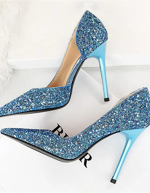 Load image into Gallery viewer, Elegant Sparkly Sequin Stiletto Pumps – Perfect Party Heels
