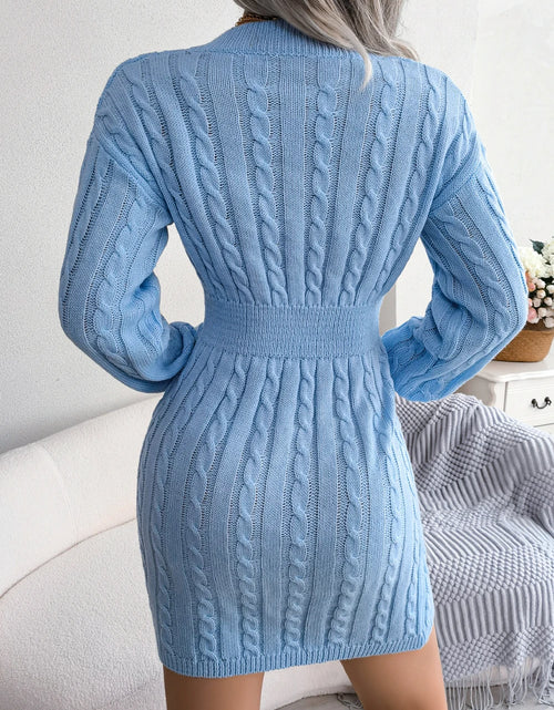 Load image into Gallery viewer, Cozy Knitted Sweater Dress for Women – Slim Waist, Long Sleeve Knitwear for Autumn &amp; Winter
