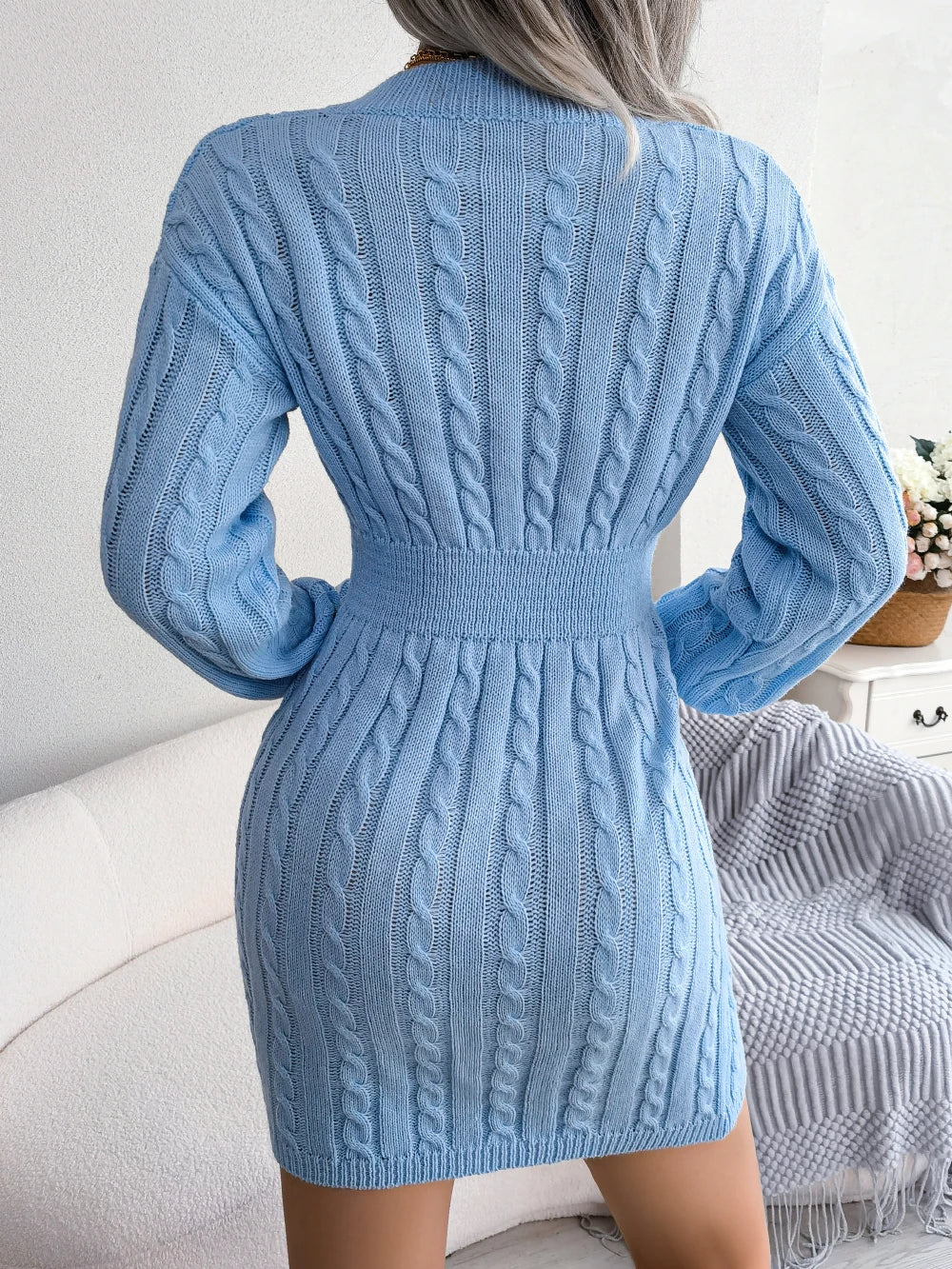 Cozy Knitted Sweater Dress for Women – Slim Waist, Long Sleeve Knitwear for Autumn & Winter