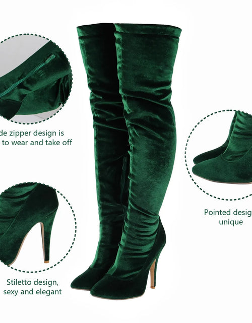 Load image into Gallery viewer, Velvet Elegance: Over-the-Knee Heeled Boots for Sophisticated Glamour
