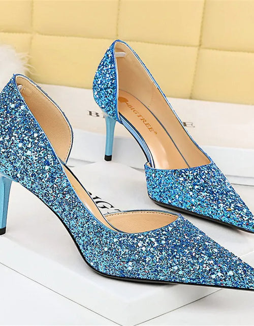 Load image into Gallery viewer, Elegant Sparkly Sequin Stiletto Pumps – Perfect Party Heels
