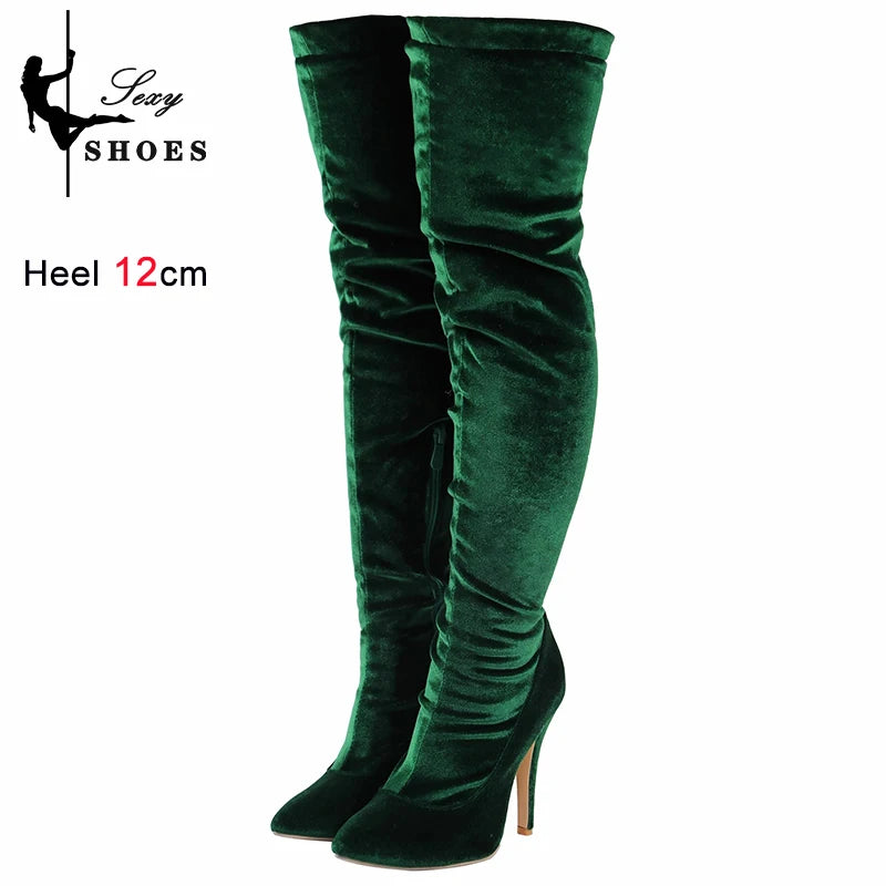 Velvet Elegance: Over-the-Knee Heeled Boots for Sophisticated Glamour