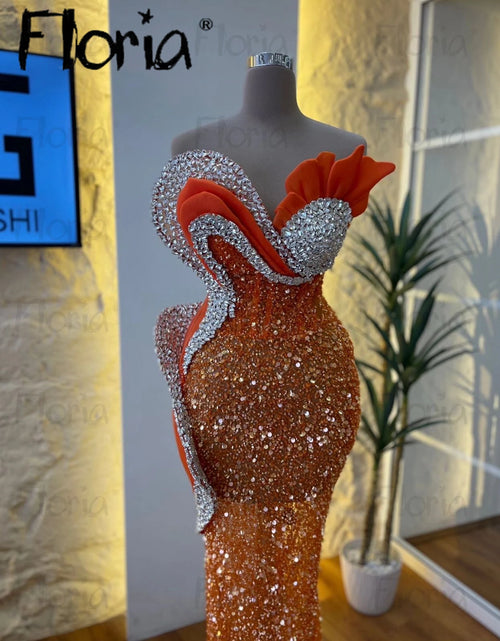 Load image into Gallery viewer, Vibrant Orange Sequin Mermaid Party Dress – Custom Sweetheart Gown for Special Occasions
