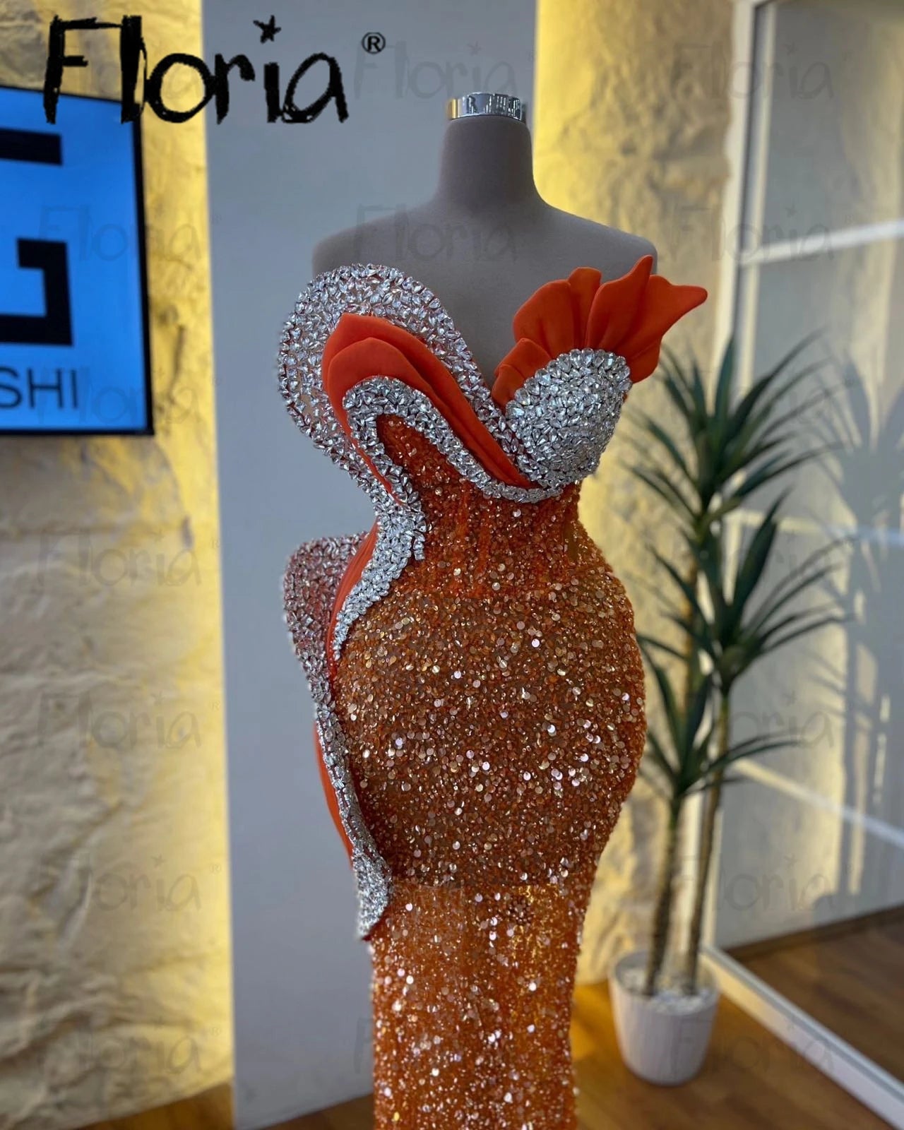 Vibrant Orange Sequin Mermaid Party Dress – Custom Sweetheart Gown for Special Occasions