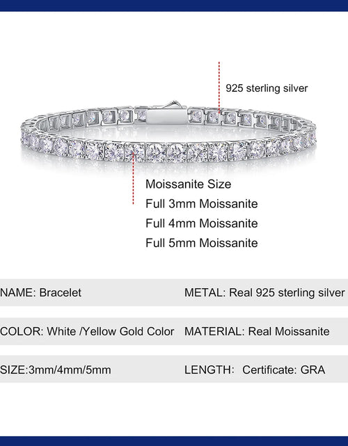 Load image into Gallery viewer, Dainty Full Moissanite Tennis Bracelet 18k Gold Plated 925 Sterling Silver D Color Lab Created Diamond Bracelet for Women Men
