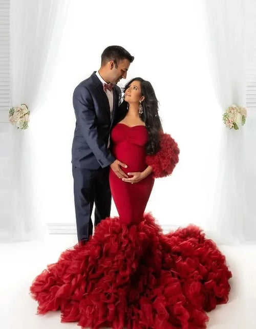 Load image into Gallery viewer, Glamorous Maternity Tulle Maxi Gown – Perfect for Photoshoots and Baby Showers
