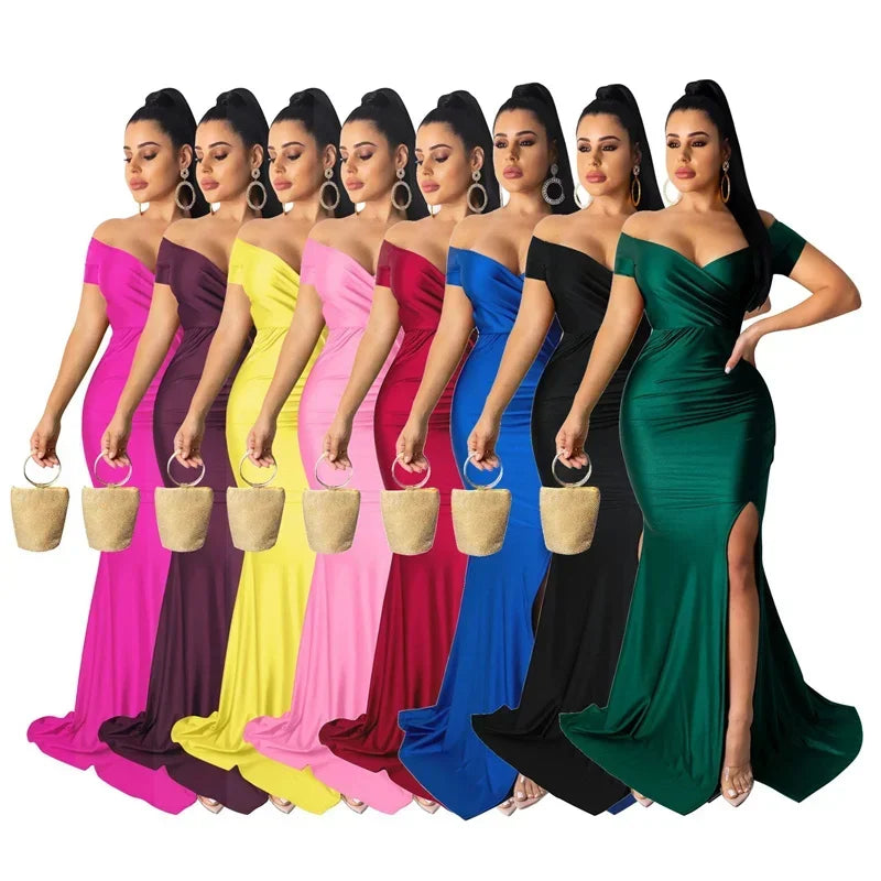 Timeless Elegance: Sexy Off-Shoulder V-Neck Mermaid Evening Dress for Women