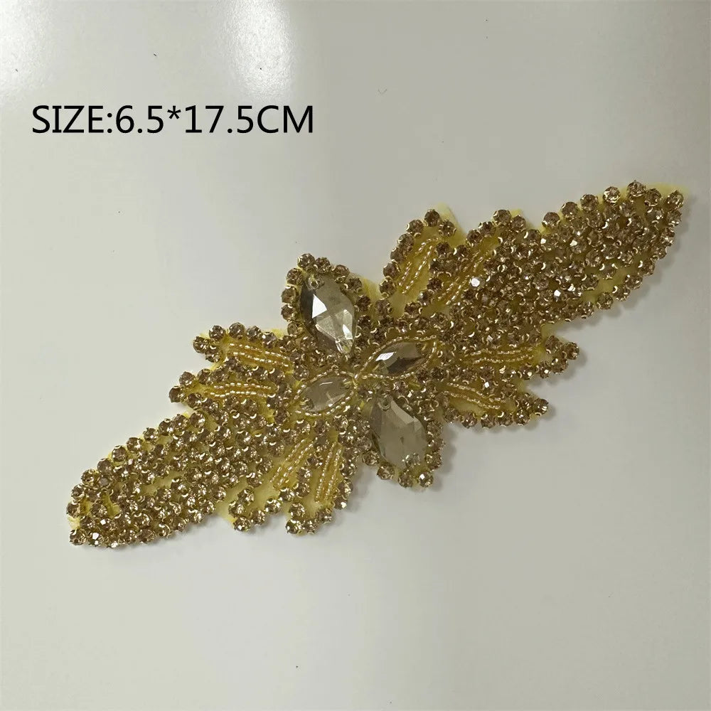 AB Silver Rhinestone Flower Applique – Elegant Iron-On/Sew-On Decoration for Wedding Dresses & Clothes