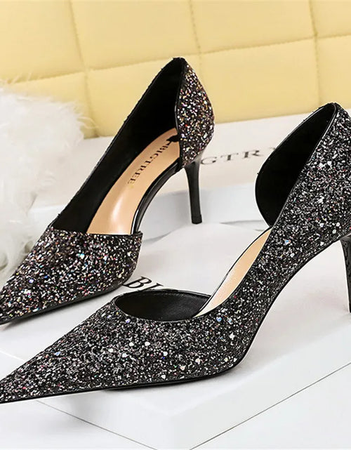 Load image into Gallery viewer, Elegant Sparkly Sequin Stiletto Pumps – Perfect Party Heels
