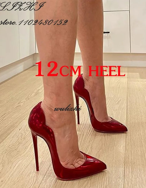 Load image into Gallery viewer, Red Shiny Mirror Heels: The Ultimate Statement for Bold Elegance
