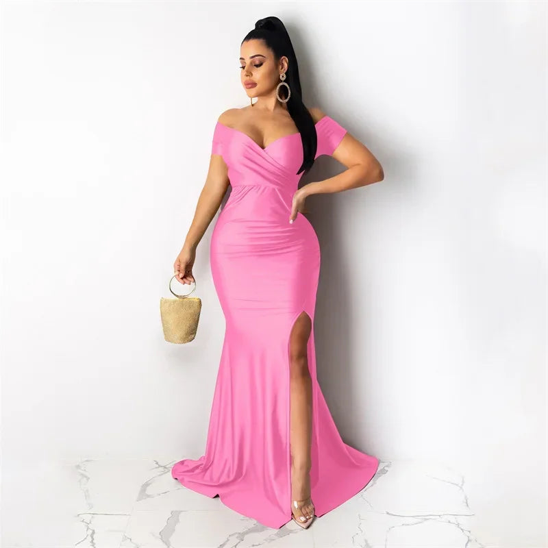 Timeless Elegance: Sexy Off-Shoulder V-Neck Mermaid Evening Dress for Women