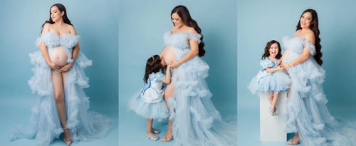 Load image into Gallery viewer, Puffy Ruffles Tulle Maternity Dress for Photoshoots &amp; Baby Showers
