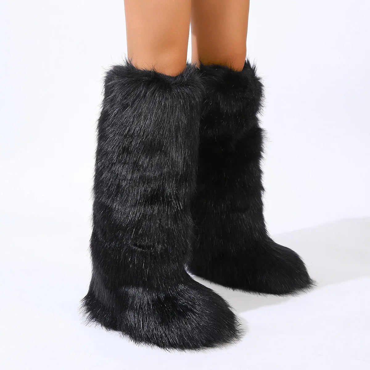 Cozy Glam: Thigh-High Faux Fur Winter Boots