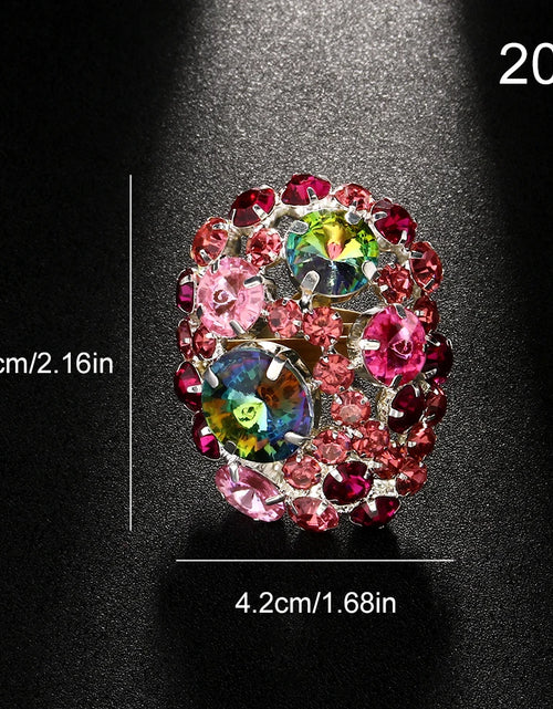 Load image into Gallery viewer, Stonefans Colorful Crystal Round Adjustable Ring – Exaggerated Wedding &amp; Party Jewelry for Women
