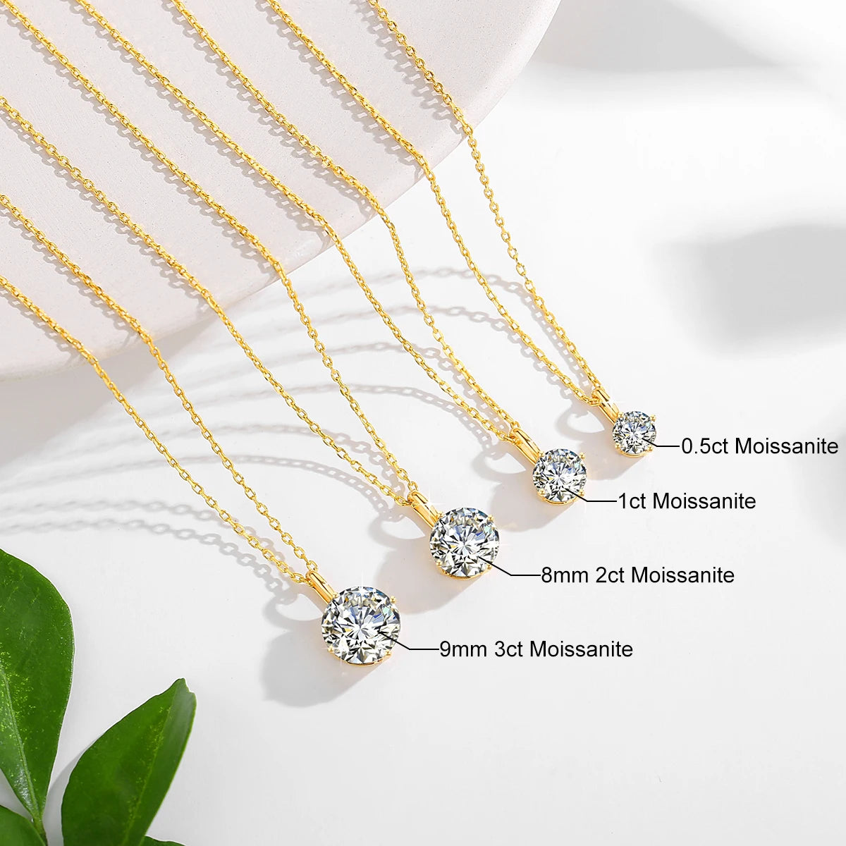 14K Gold Moissanite Necklace – 1.0ct D Color Certified Luxury Pendant for Women