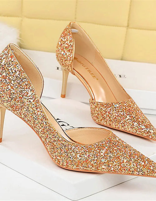 Load image into Gallery viewer, Elegant Sparkly Sequin Stiletto Pumps – Perfect Party Heels
