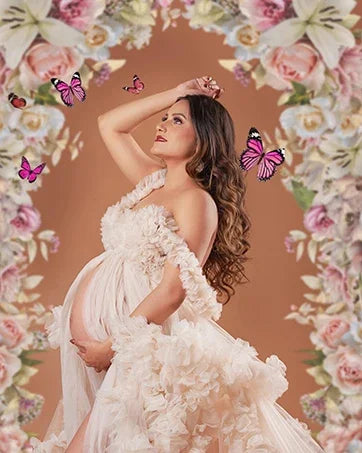 Load image into Gallery viewer, Puffy Ruffles Tulle Maternity Dress for Photoshoots &amp; Baby Showers
