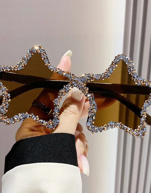 Load image into Gallery viewer, Luxury Diamond Star Shape Sunglasses Women Trends Rhinestone Shiny Sun Glasses Ladies Punk Rimless Style Eyewear
