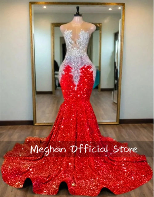 Load image into Gallery viewer, Elegance in Every Detail: Crystal Beaded Long Prom Dress with Sequins and Appliques
