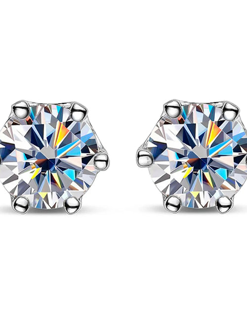 Load image into Gallery viewer, Serenity D Color Moissanite Stud Earrings – S925 Sterling Silver with 18K Plated Sparkling Fine Jewelry for Women
