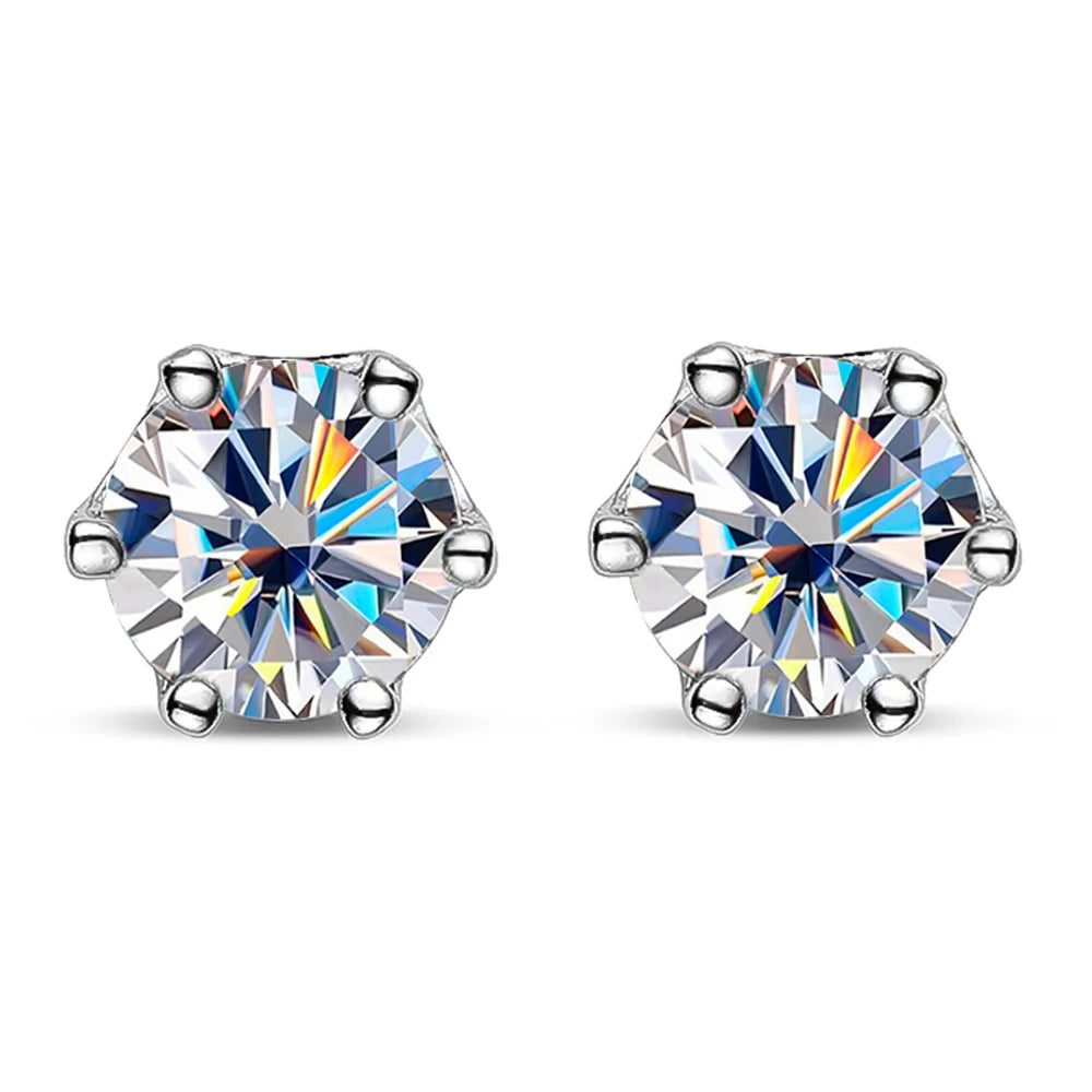 Serenity D Color Moissanite Stud Earrings – S925 Sterling Silver with 18K Plated Sparkling Fine Jewelry for Women