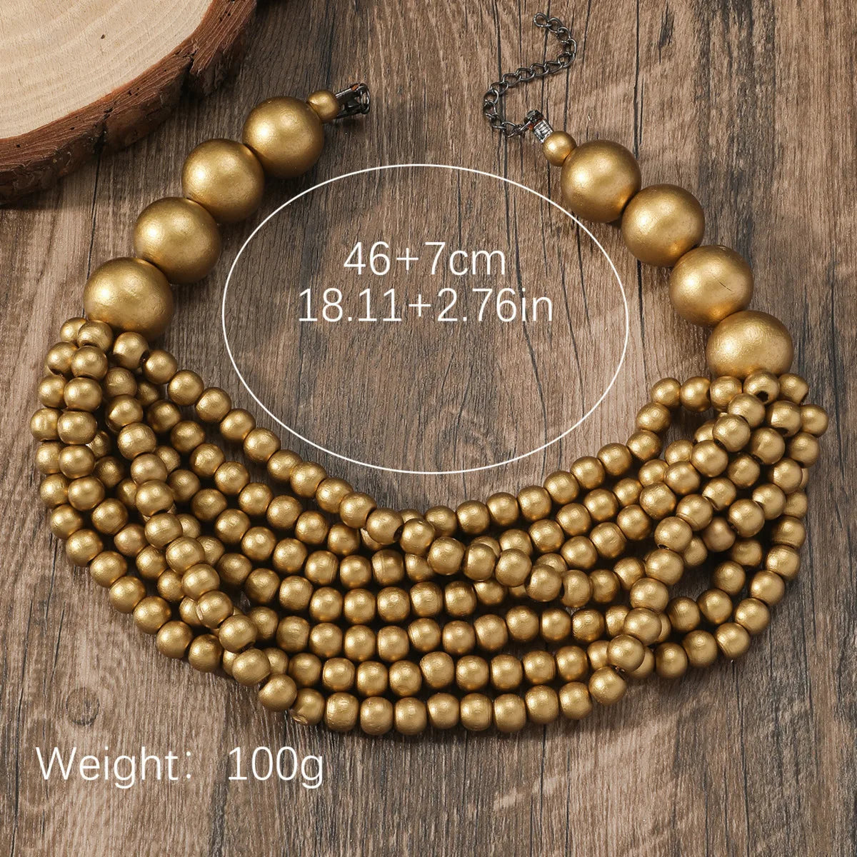 African Style Bohemian Multi-layer Wooden Bead Handmade Beaded Bib Necklace For Women